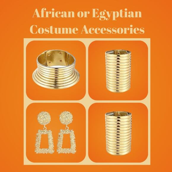 4 Piece African or Egyptian Halloween Costume Cosplay Jewelry Accessories Set - Picture 1 of 4